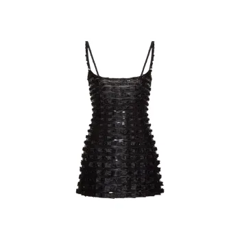 Valentino Short Embroidered Organza Dress Sleeveless Dress Women's Black