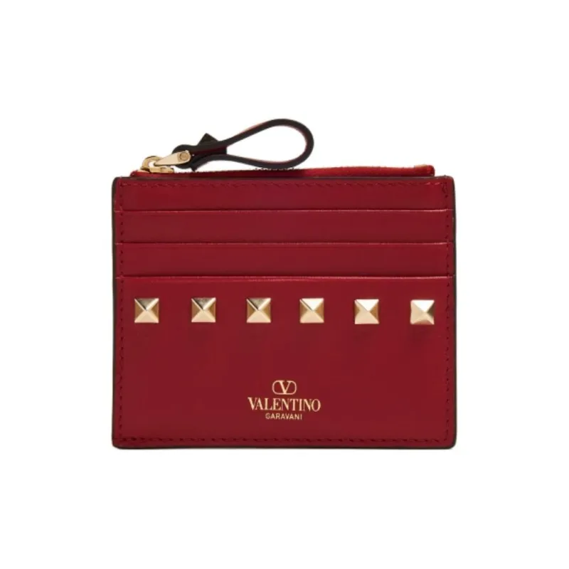 Valentino Leather Card Holder Women's Red-0