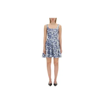 Staud Allover Floral Print Mini Wells Dress
