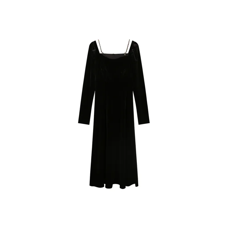 Migu Long Sleeved Dress Women's Black-0