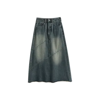 ZAZN Denim Long Skirts Women's Vintage Blue