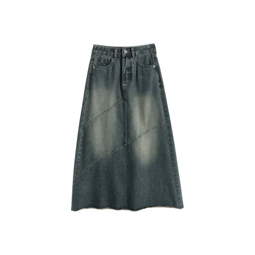 ZAZN Denim Long Skirts Women's Vintage Blue