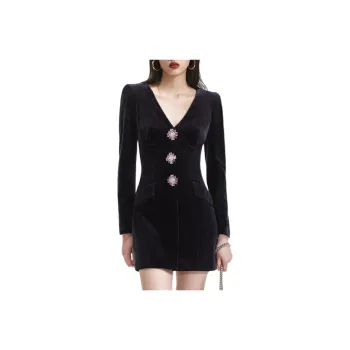 Self portrait Long Sleeved Dresses Women's Classic Black
