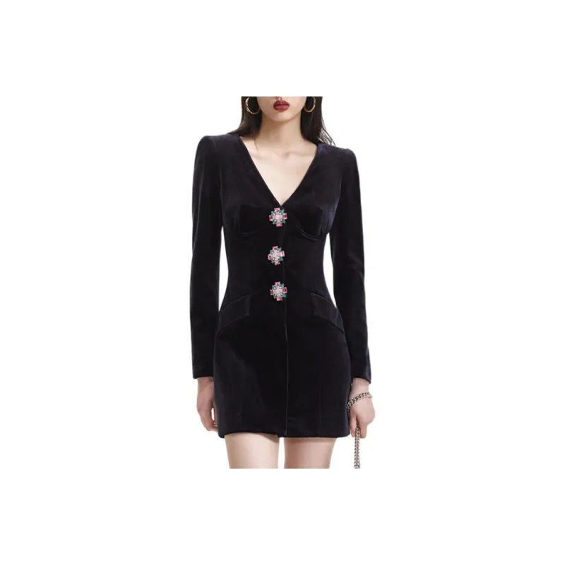 Self portrait Long Sleeved Dresses Women's Classic Black-0