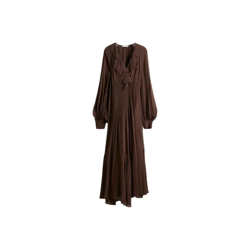 H&M Long Sleeved Dresses Women's Dark Brown-0