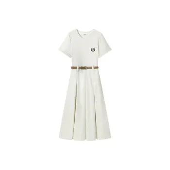 SECFLY OFFICIAL Short Sleeved Dress Women's Ecru
