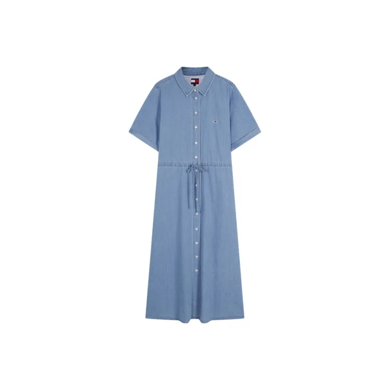 Tommy Hilfiger Short Sleeved Dress Women's Denim Blue-0