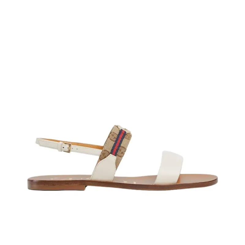 GUCCI Interlocking One Strap Sandals Women's White-1