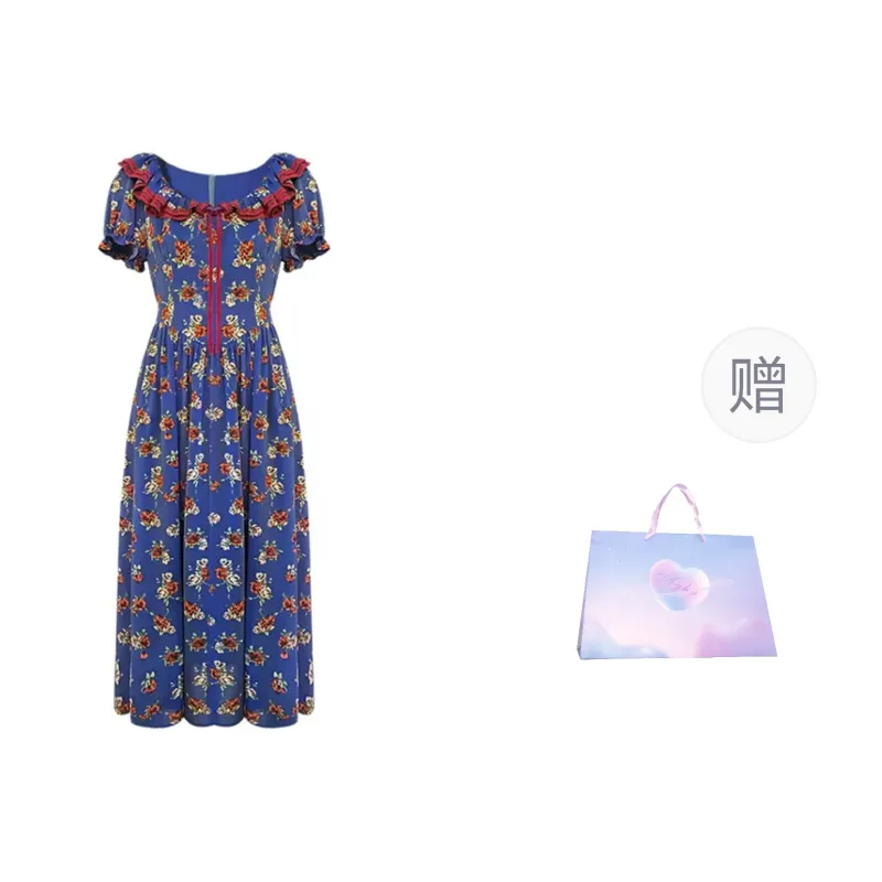 Aghr Short Sleeved Dress Women's Blue-7
