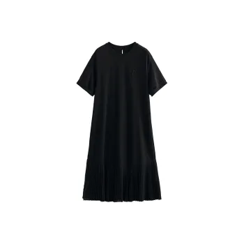 Initial Language Short-Sleeved Dresses Women's Black