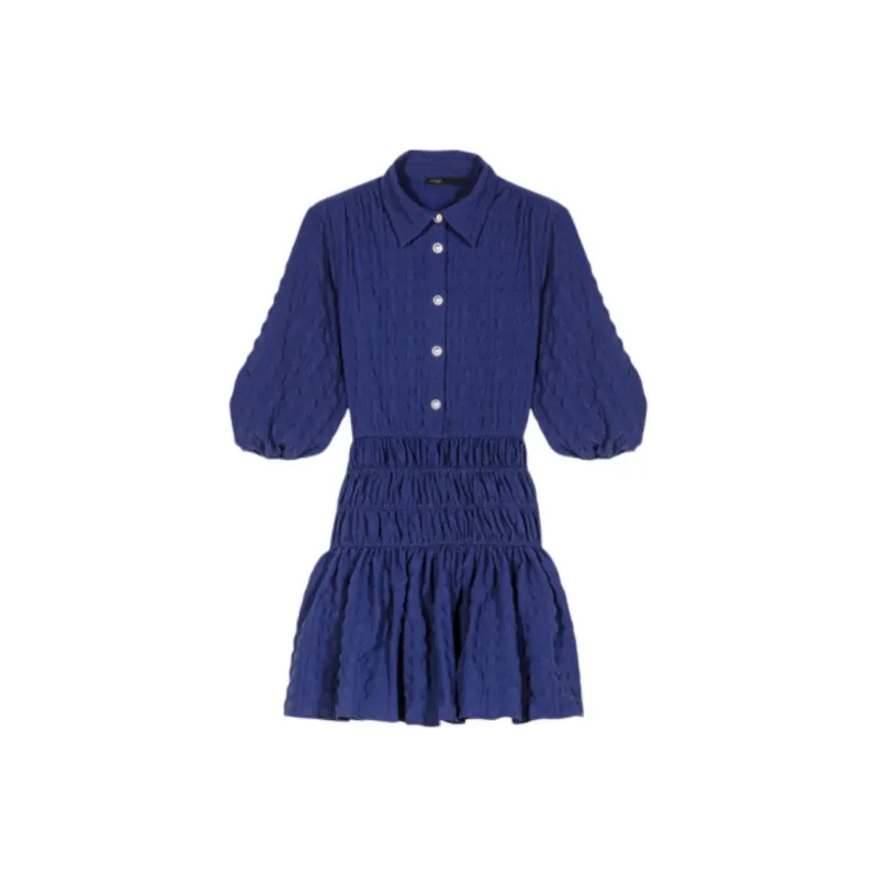 Maje Short Sleeved Dress Women's Dark Blue-0