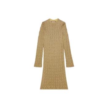 GUCCI Side Slit Cable Knit Midi Dress