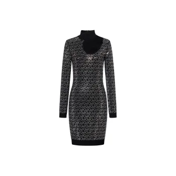MICHAEL KORS Crystal Logo Stretch Viscose Cutout Dress