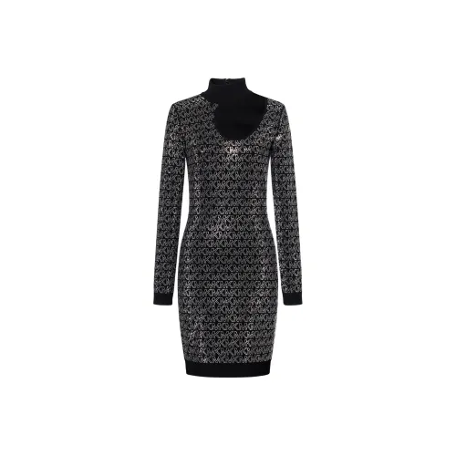 MICHAEL KORS Crystal Logo Stretch Viscose Cutout Dress