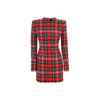 BALMAIN Long-Sleeved Dresses Women's Red