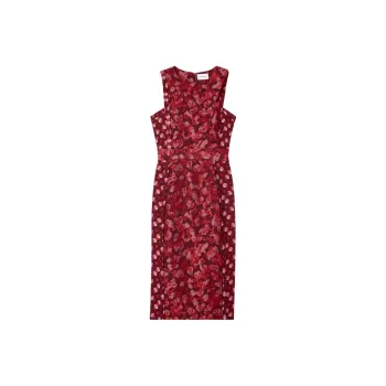 St. John Floral-jacquard Midi Dress