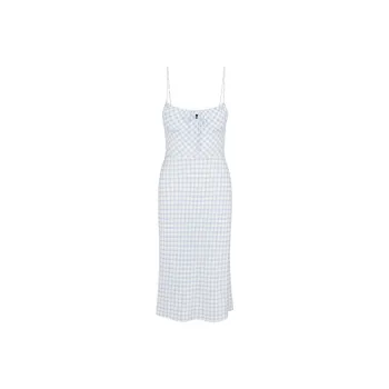 Realisation Par The Elsa Slip Dresses Women's Blue Gingham/Light Blue Stripe Plaid