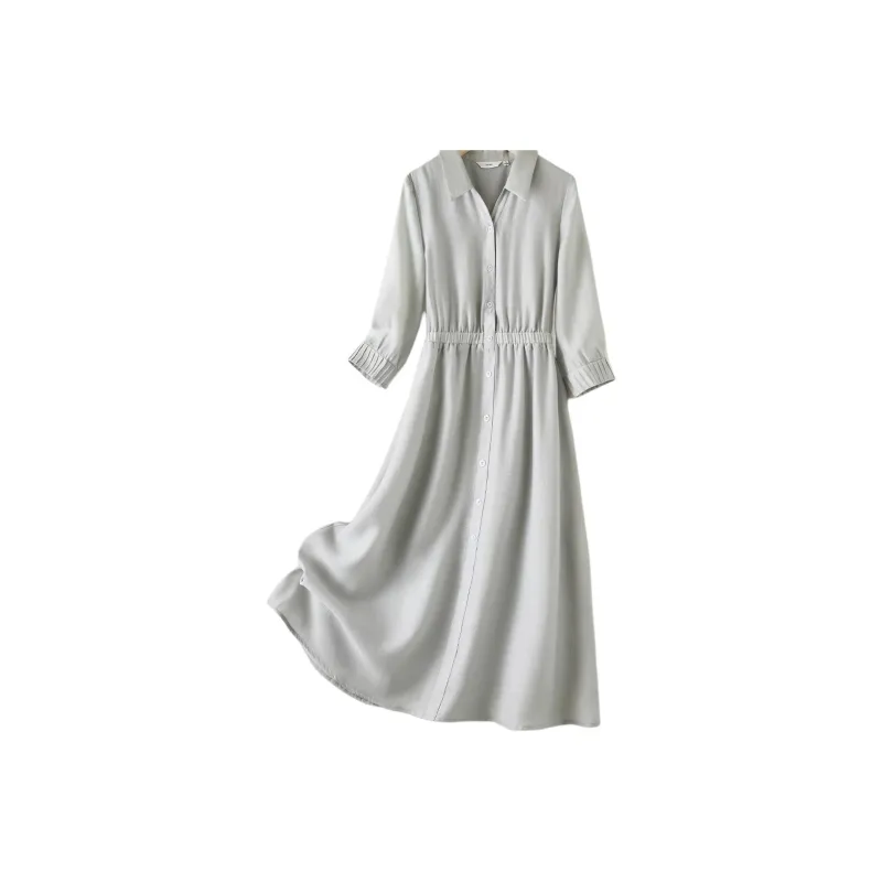 IHIMI Long Sleeved Dresses Women's Rain Gray-0