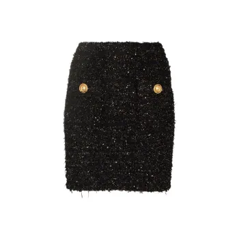 BALMAIN High rise Tweed Miniskirt