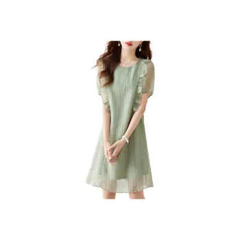 Still Quiet Short Sleeved Dresses Women's Green