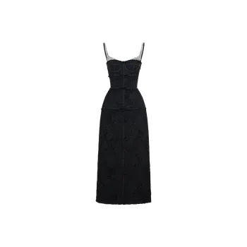 MONTSAND SS24 Crystal Beaded Dress Slip Dresses Women's Black