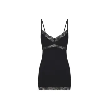 SKIMS COTTON LACE SLIP DRESS Slip Dress Women's ONYX/Onyx