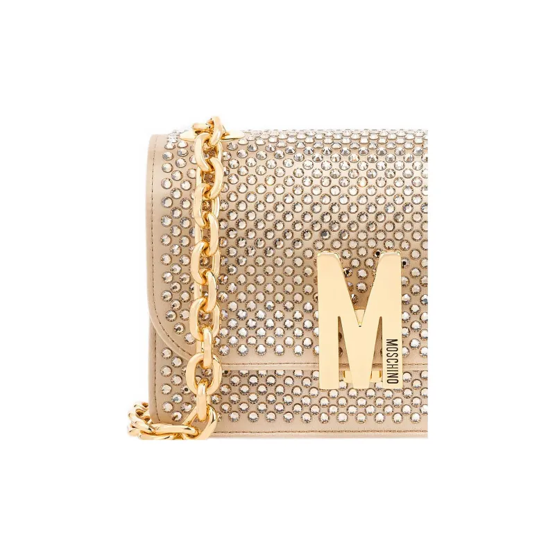 MOSCHINO Satin Crossbody Bag Shoulder Bag Women's Light Gold-4