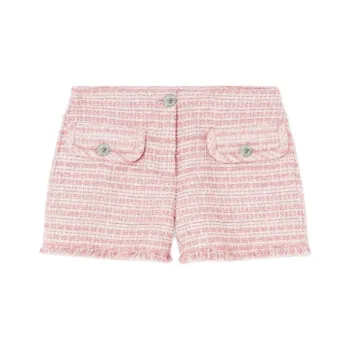 VERSACE Tweed Frayed Edge Mini Shorts