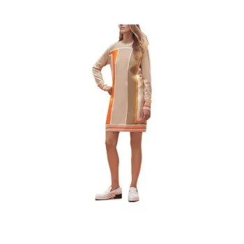 HERMES Long Sleeved Dresses Women's Khaki