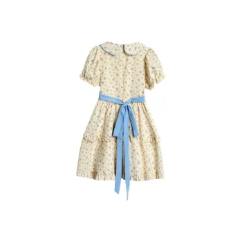 DOKZB Short Sleeved Dress Women's Blue Floral