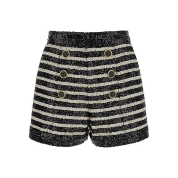 BALMAIN Horizontal Striped Embellished Shorts