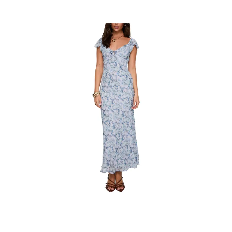 PRINCESS POLLY DAHLEIA MAXI DRESS Short Sleeved Dresses Women's BLUE PAISLEY/Blue Pattern-0