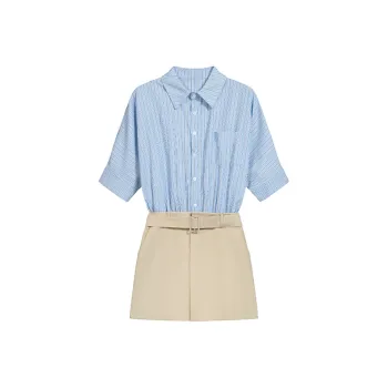 JOSR Short Sleeved Dress Women's Light Blue/khaki