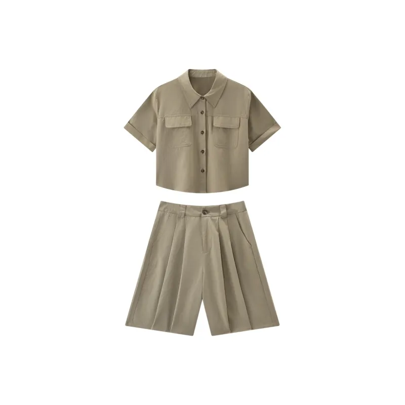 KUHNMARVIN Shirt Matching Set Women's Khaki-0