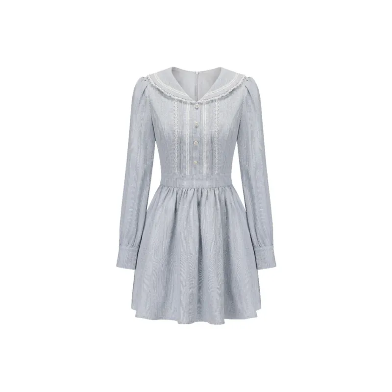 Incolore Long Sleeved Dresses Women's Sea Salt Blue-0