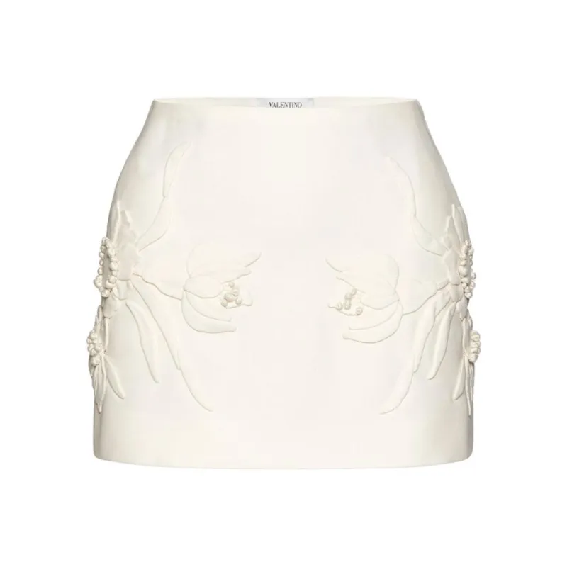 Valentino Casual Short Skirts Women's Ivory White-0