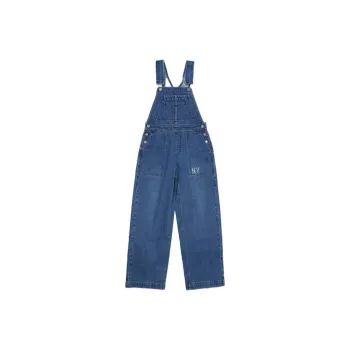 MLB New York Yankees Denim Basic Small Logo New York Yankees Denim Dungarees Overalls Women's Blue