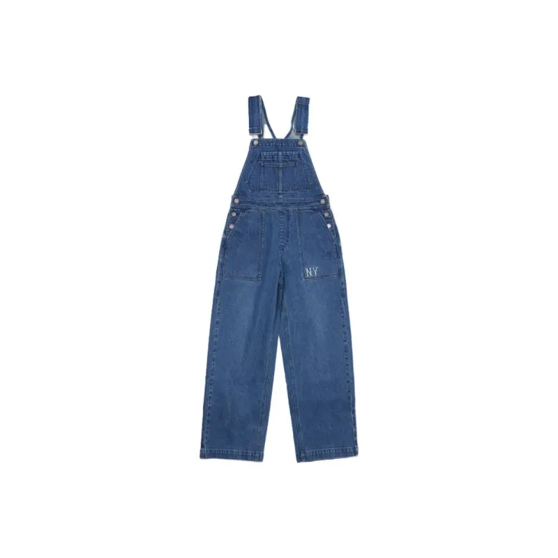 MLB New York Yankees Denim Basic Small Logo New York Yankees Denim Dungarees Overalls Women's Blue-0