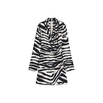 H&M Long-Sleeved Dresses Women's Black/Zebra Print