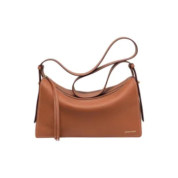 Gong Xuan Top Grain Cow Leather Pillow Bag, Crossbody Bag, Shoulder Bag Medium Size Women's Brown/Rouge Red