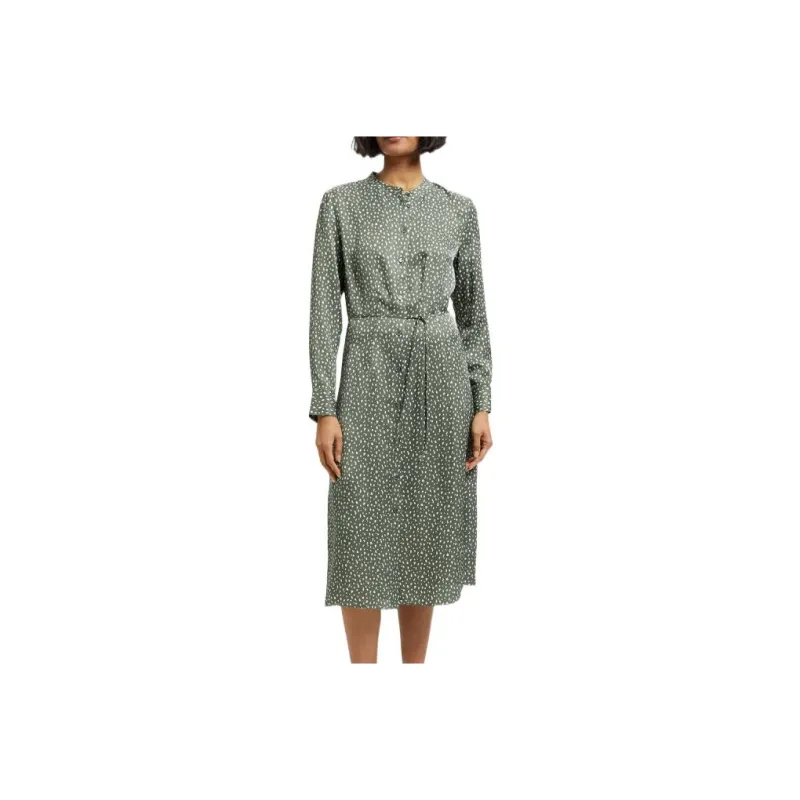 THEORY Long Sleeved Dresses Women's Green And White Polka Dot-0