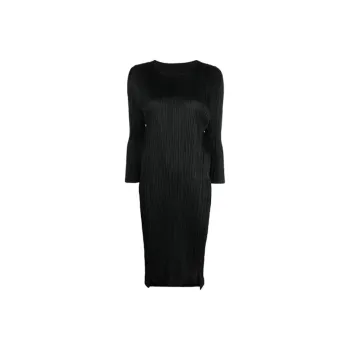 PLEATS PLEASE ISSEY MIYAKE September Plissé satin Midi Dress