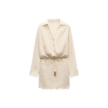 ZARA Long-Sleeved Dresses Women's Light Beige