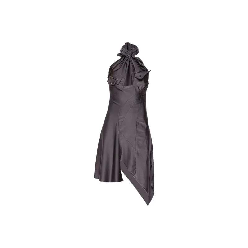 COPERNI Racing Halterneck Mini Dress 'Taupe Grey'-0
