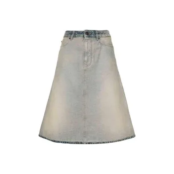 Balenciaga Vintage Effect Denim Midi Skirt