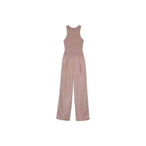 Victoria's Secret Lux Glossy Sport Wide-Leg Jumpsuit/Bare TaupeTerra Olive Jumpsuit Women's Nude