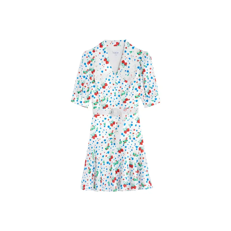 Bebe Short Sleeved Dress Women's White Flower-0
