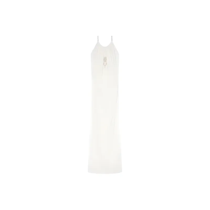 GIVENCHY Evening Draped Dress In Crepe With Crystal Details Slip Dresses Women's White-0