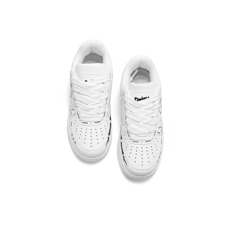 GNVA Abrasion Resistant Low Top Skateboard Shoes Unisex White-3