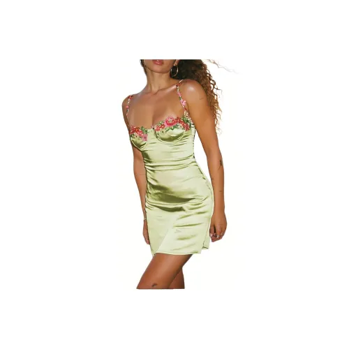PRINCESS POLLY KENZIE MINI DRESS Slip Dresses Women's Avocado Green